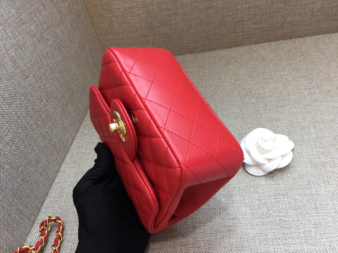 Mini Classic Flap Lambskin Bag A01115 Red/Gold